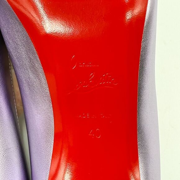 Christian Louboutin Kate 100 Metallic Leather Purple Heels EU 40 US 10 Pumps - Picture 12 of 13